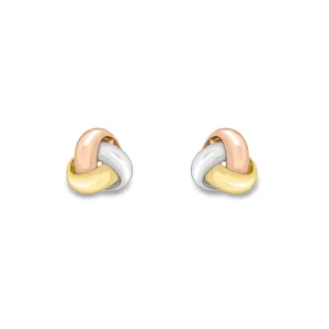 Multicolour Knot Stud Earrings - 9ct Gold