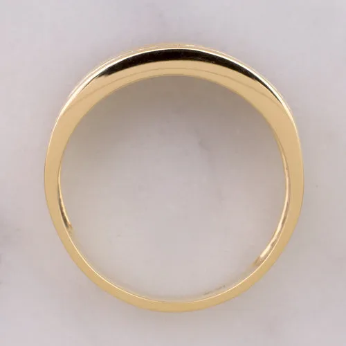 NATURAL DIAMOND COCKTAIL BAND WIDE 3 ROW RING PRINCESS CUT 1 CARAT YELLOW GOLD