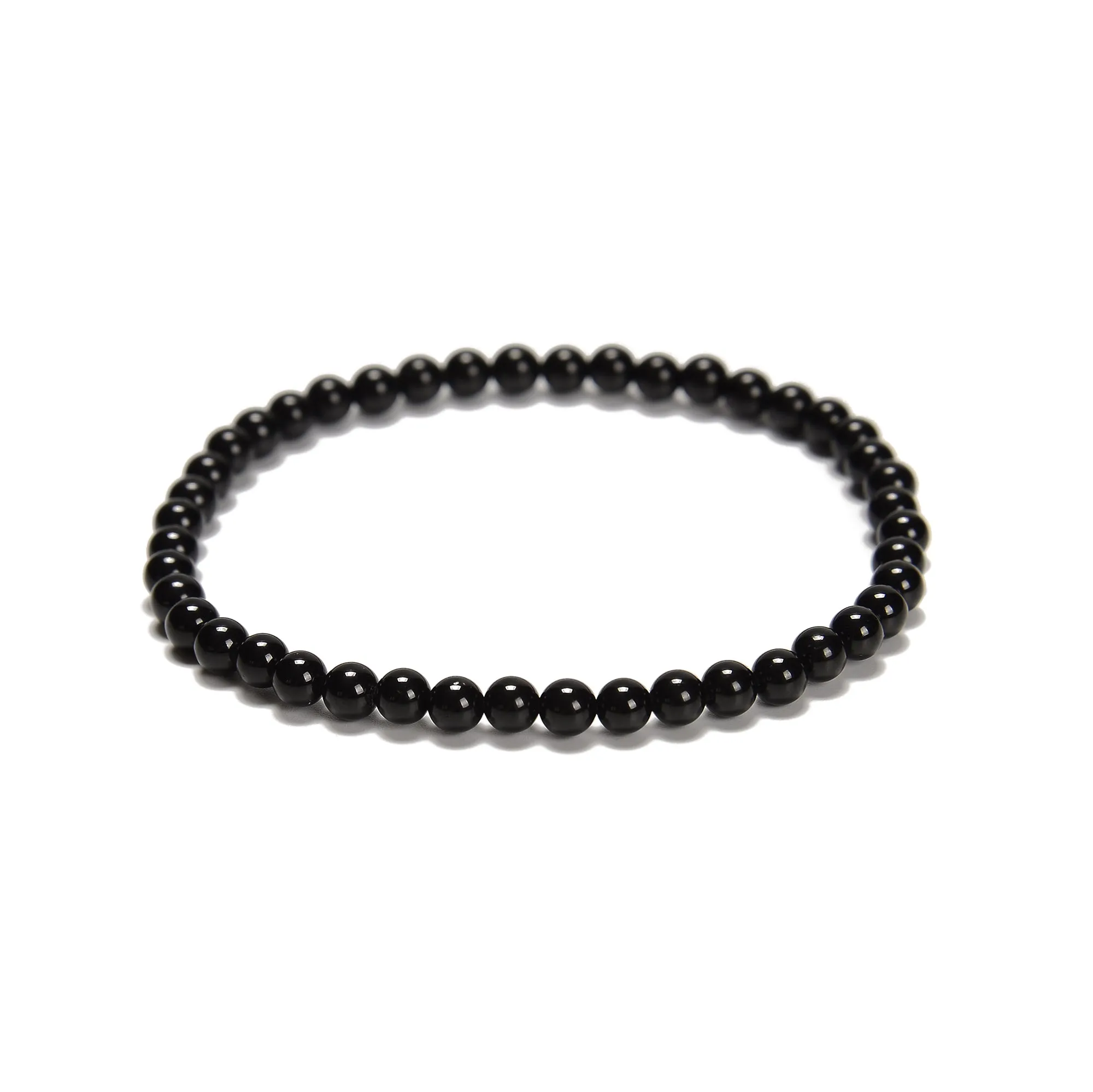 Natural Gemstone Smooth Round Beaded Elastic Bracelet Size 4mm 7.5'' Length