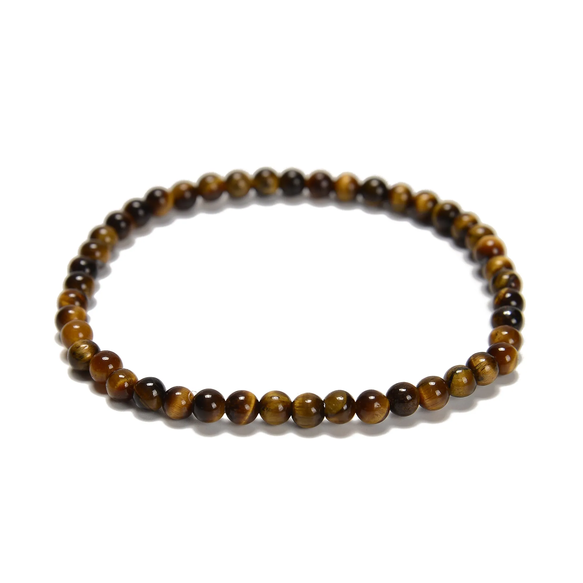 Natural Gemstone Smooth Round Beaded Elastic Bracelet Size 4mm 7.5'' Length