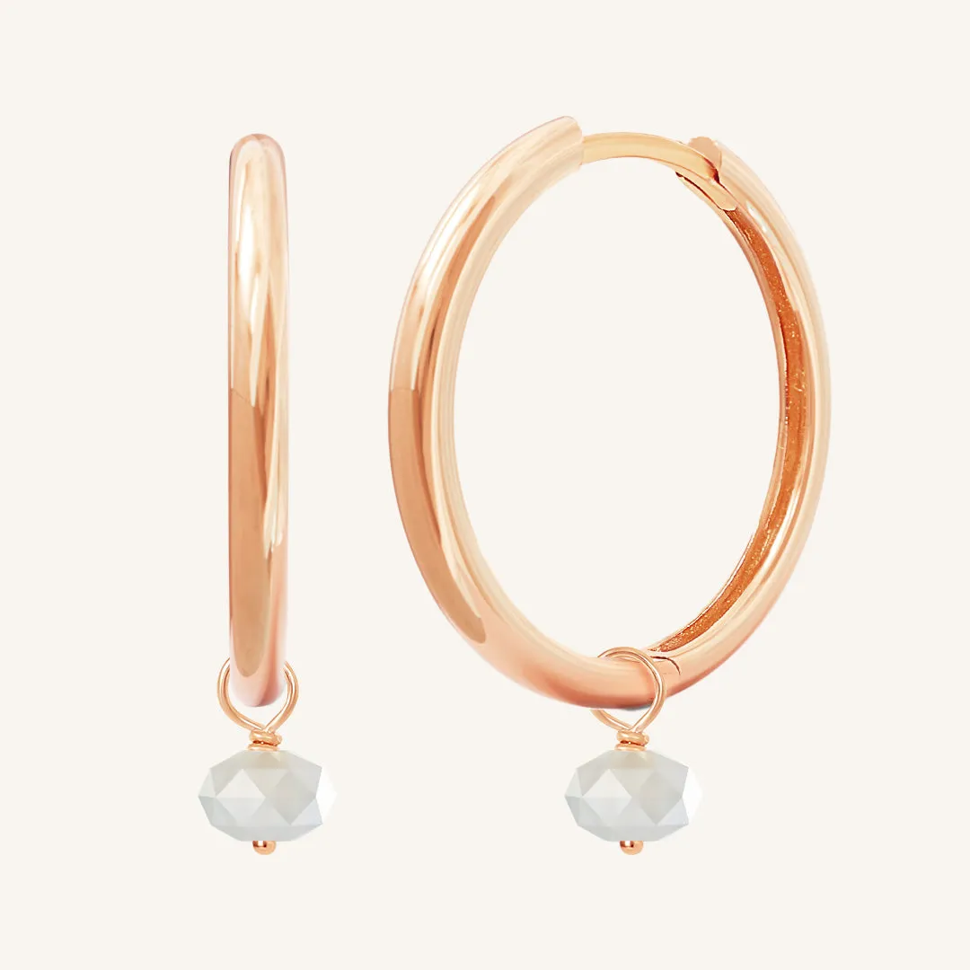 Opulent White Moonstone Plain Hoops - Stone of Hope