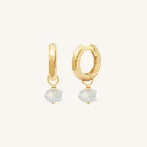 Opulent White Moonstone Plain Hoops - Stone of Hope