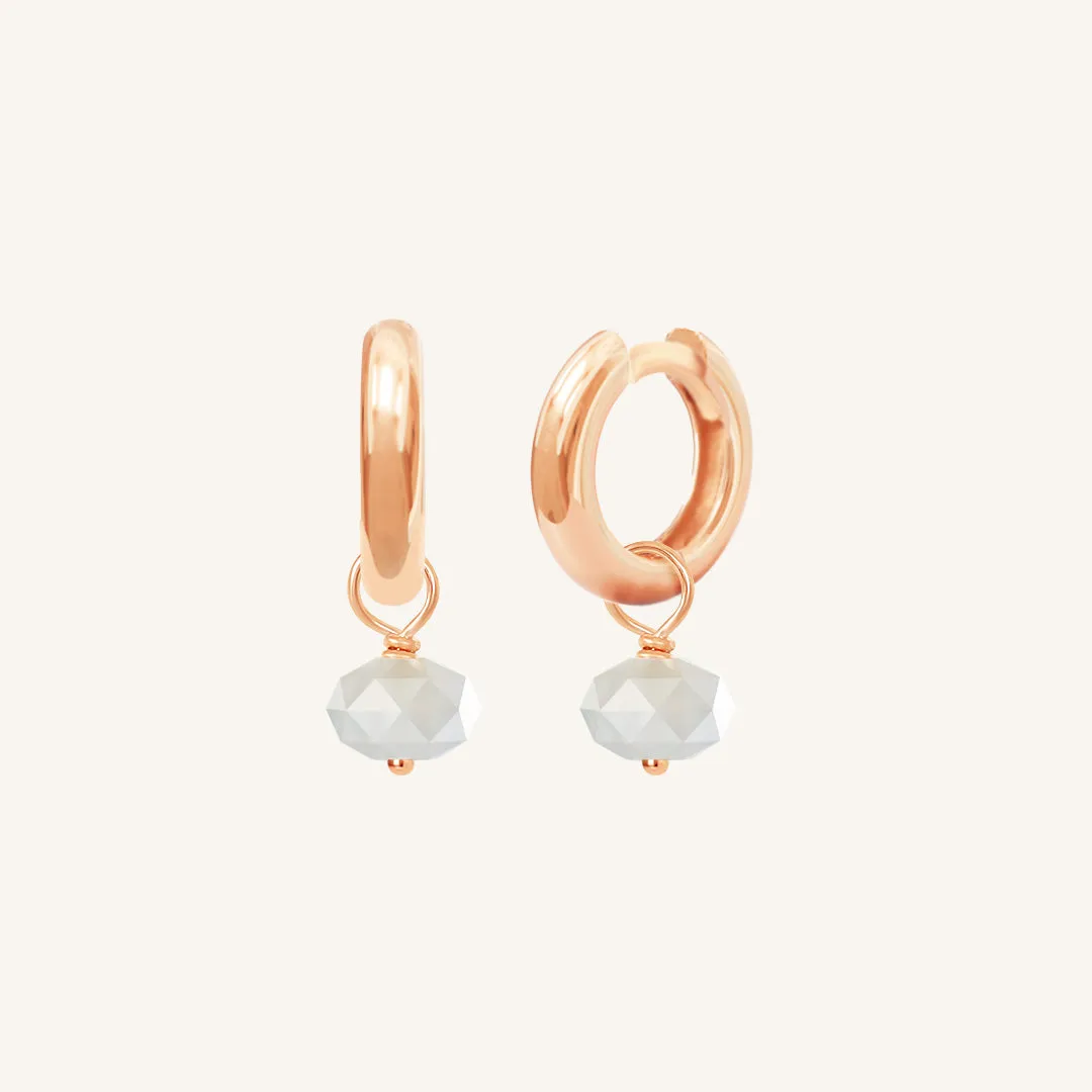 Opulent White Moonstone Plain Hoops - Stone of Hope