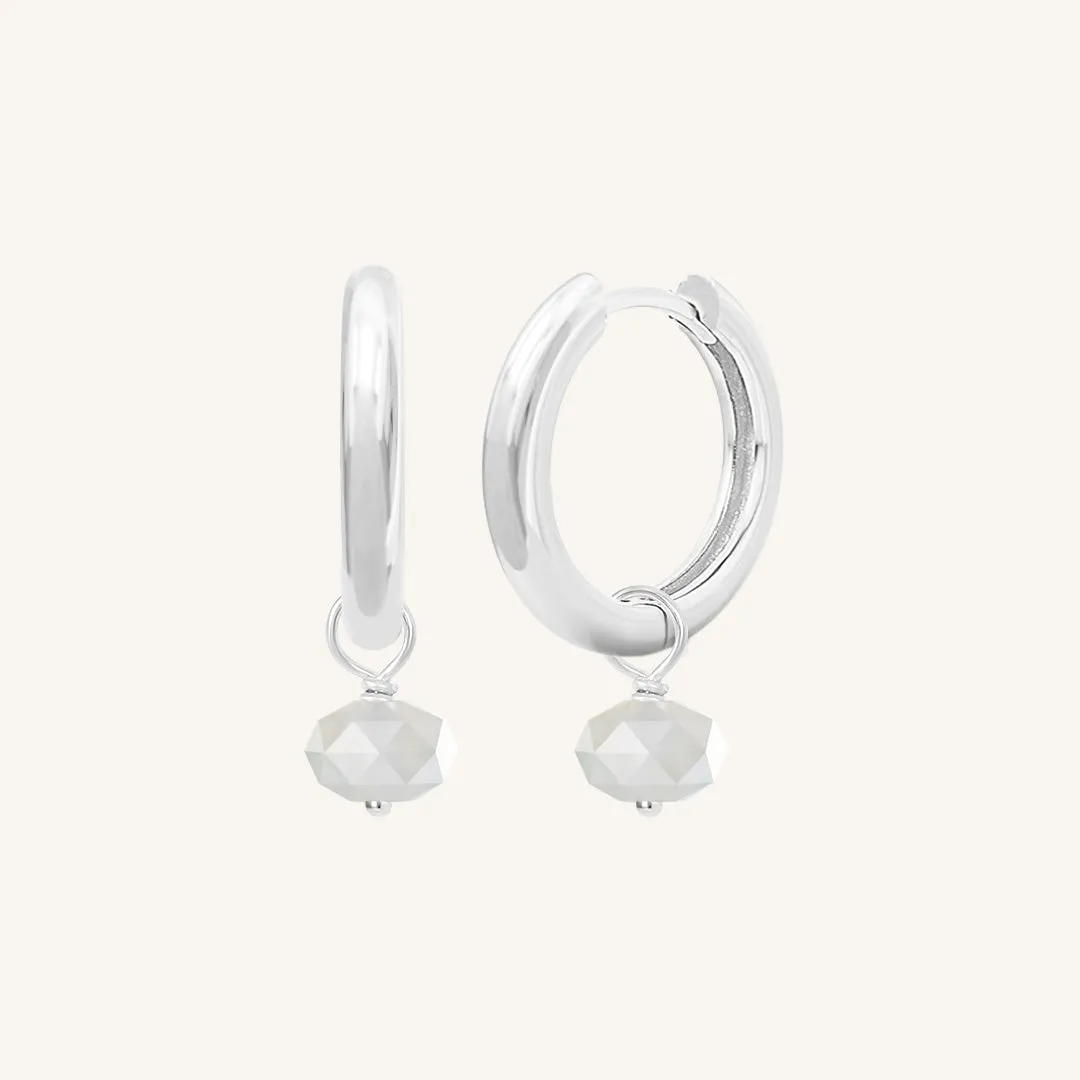 Opulent White Moonstone Plain Hoops - Stone of Hope