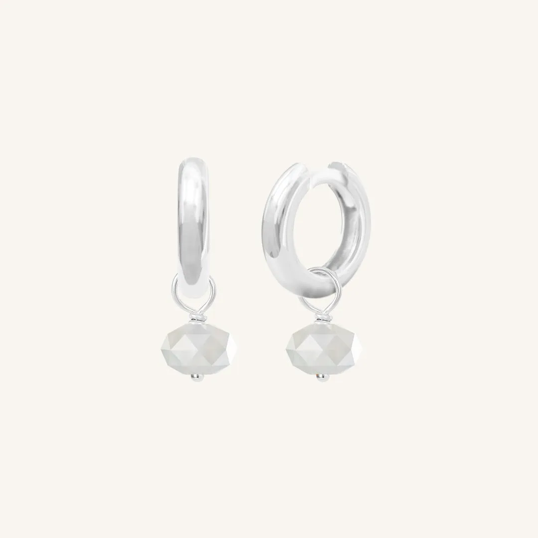 Opulent White Moonstone Plain Hoops - Stone of Hope