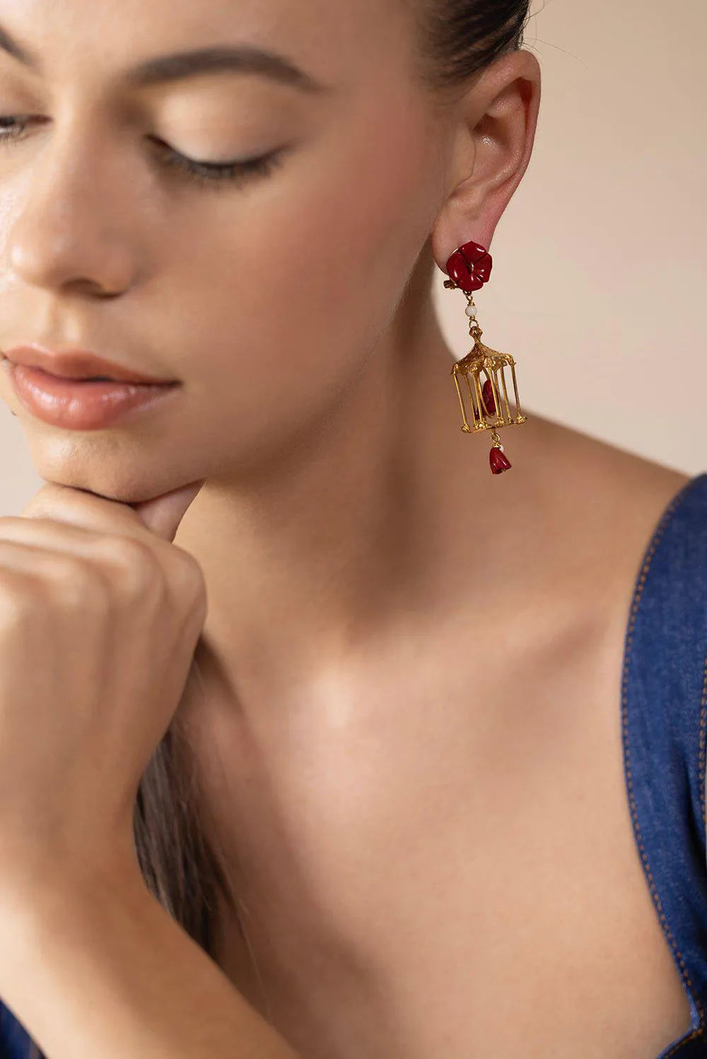 Pagoda Earrings - Red