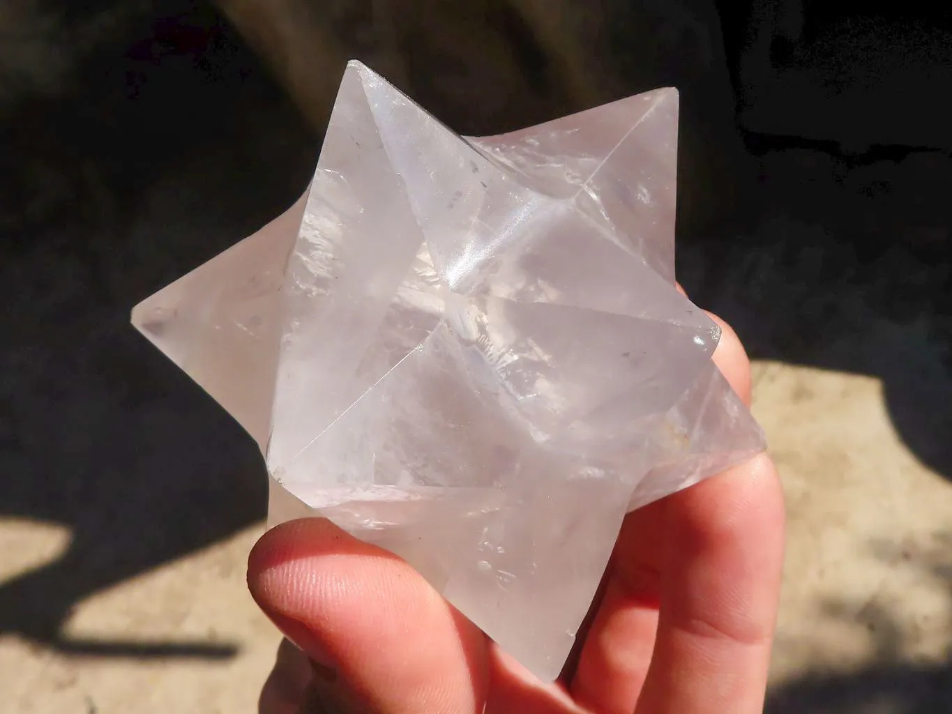 Polished Girasol Pearl Merkabah Stars x 4 From Ambatondrazaka, Madagascar