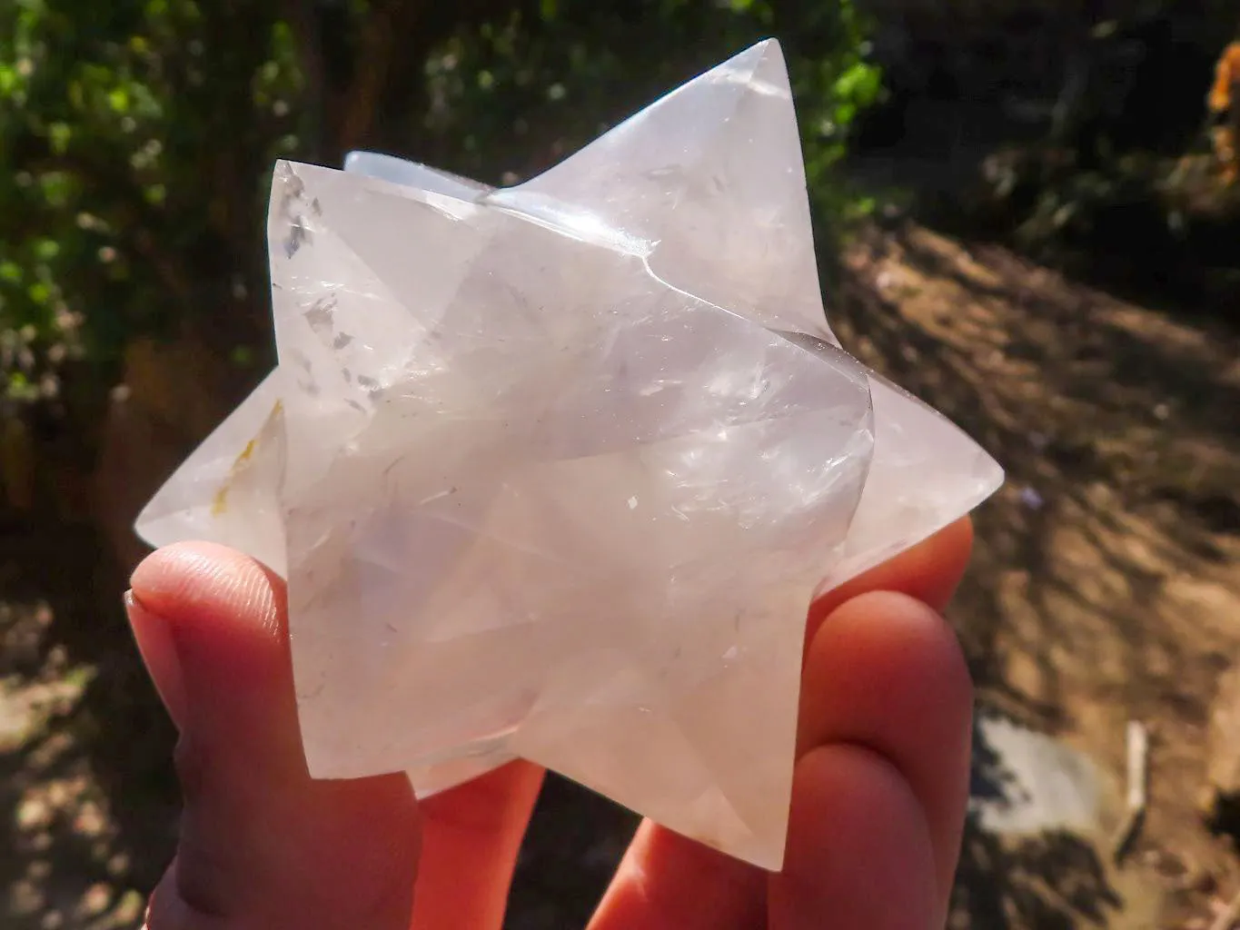 Polished Girasol Pearl Merkabah Stars x 4 From Ambatondrazaka, Madagascar