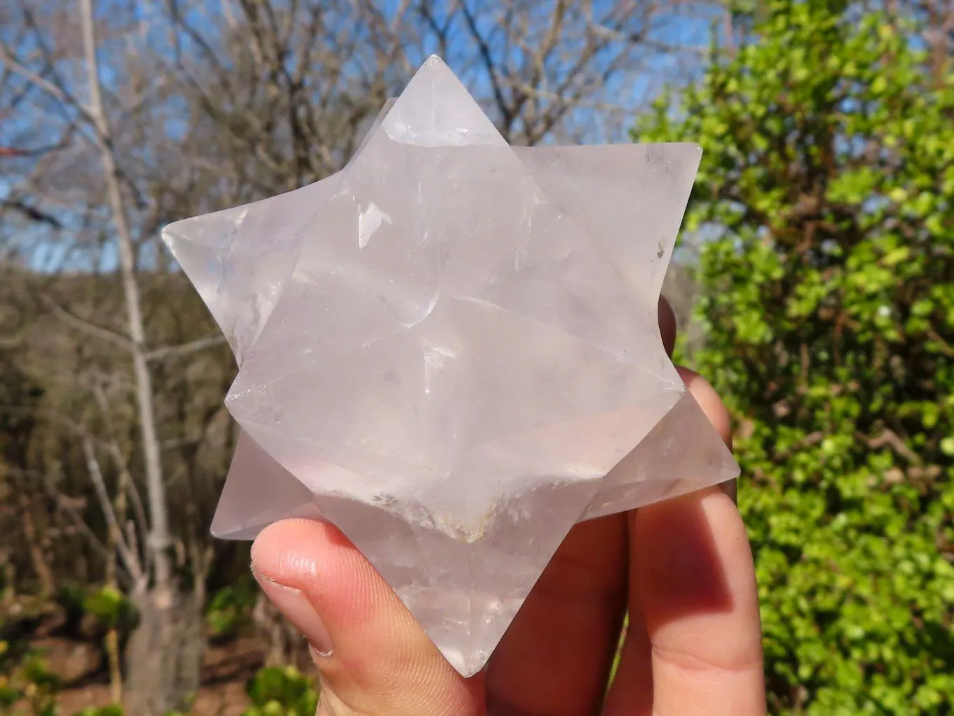 Polished Girasol Pearl Merkabah Stars x 4 From Ambatondrazaka, Madagascar