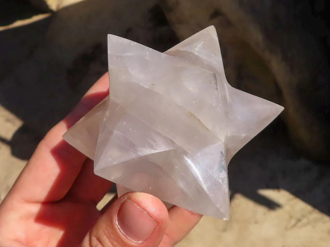 Polished Girasol Pearl Merkabah Stars x 4 From Ambatondrazaka, Madagascar