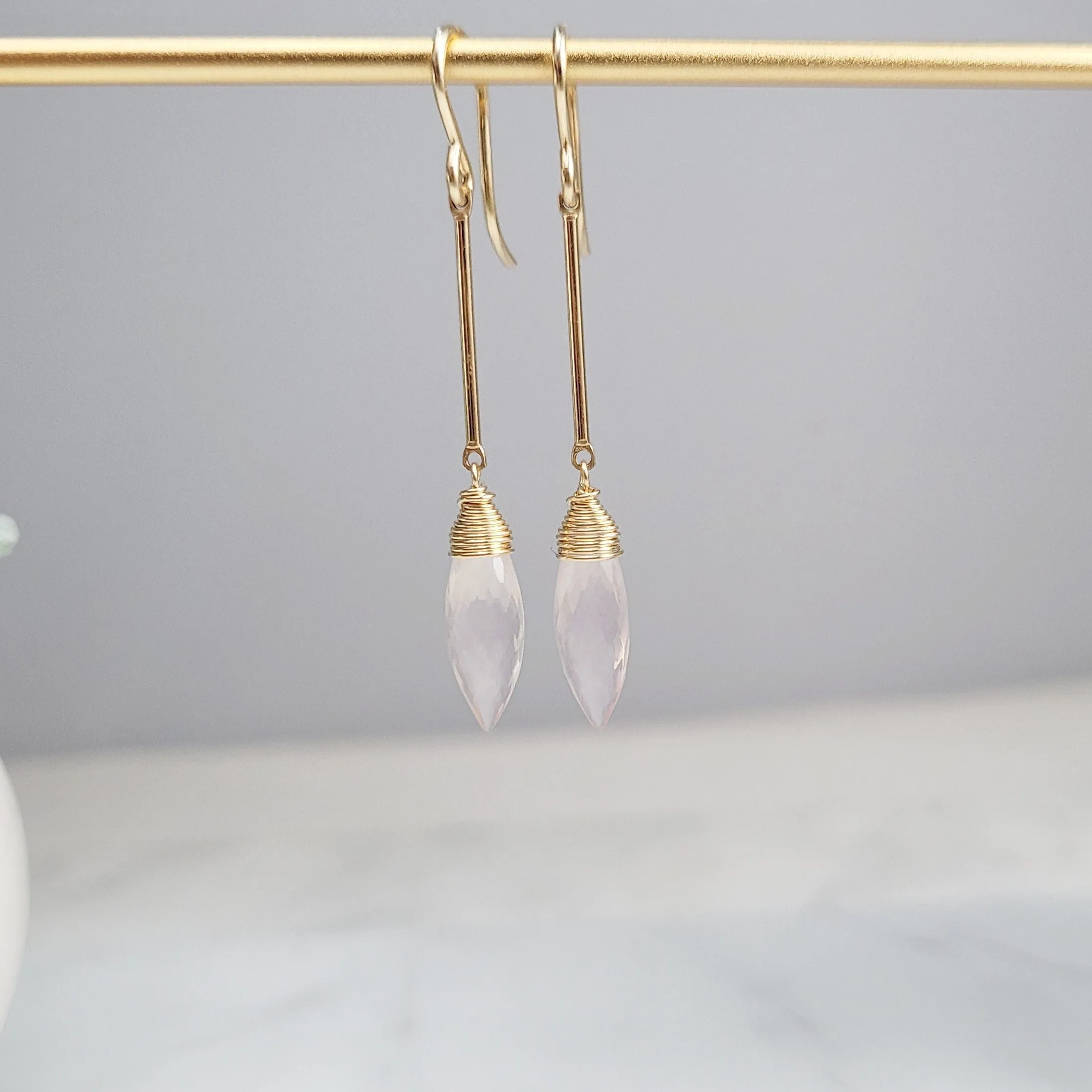 Rose Quartz Dangle Earrings