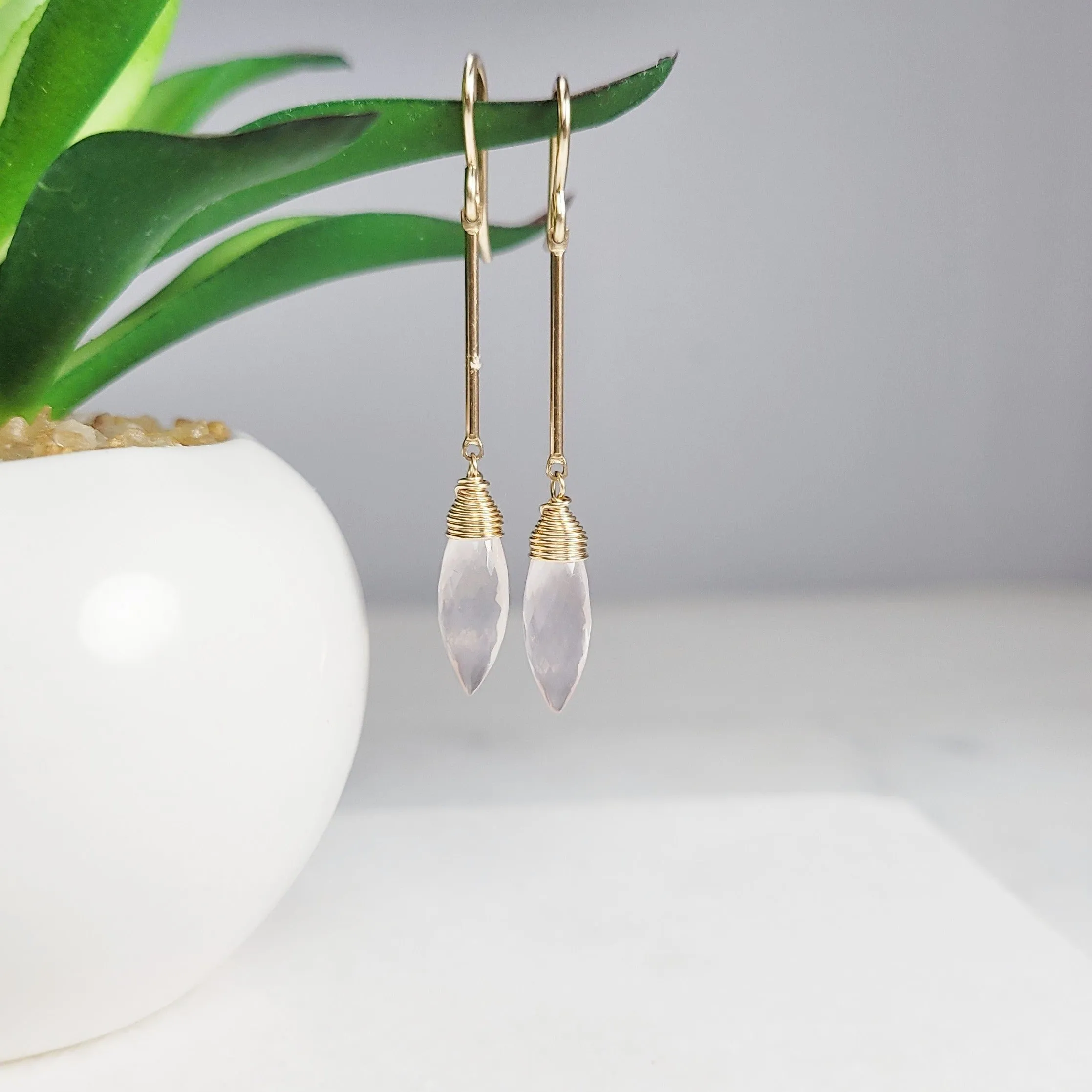 Rose Quartz Dangle Earrings