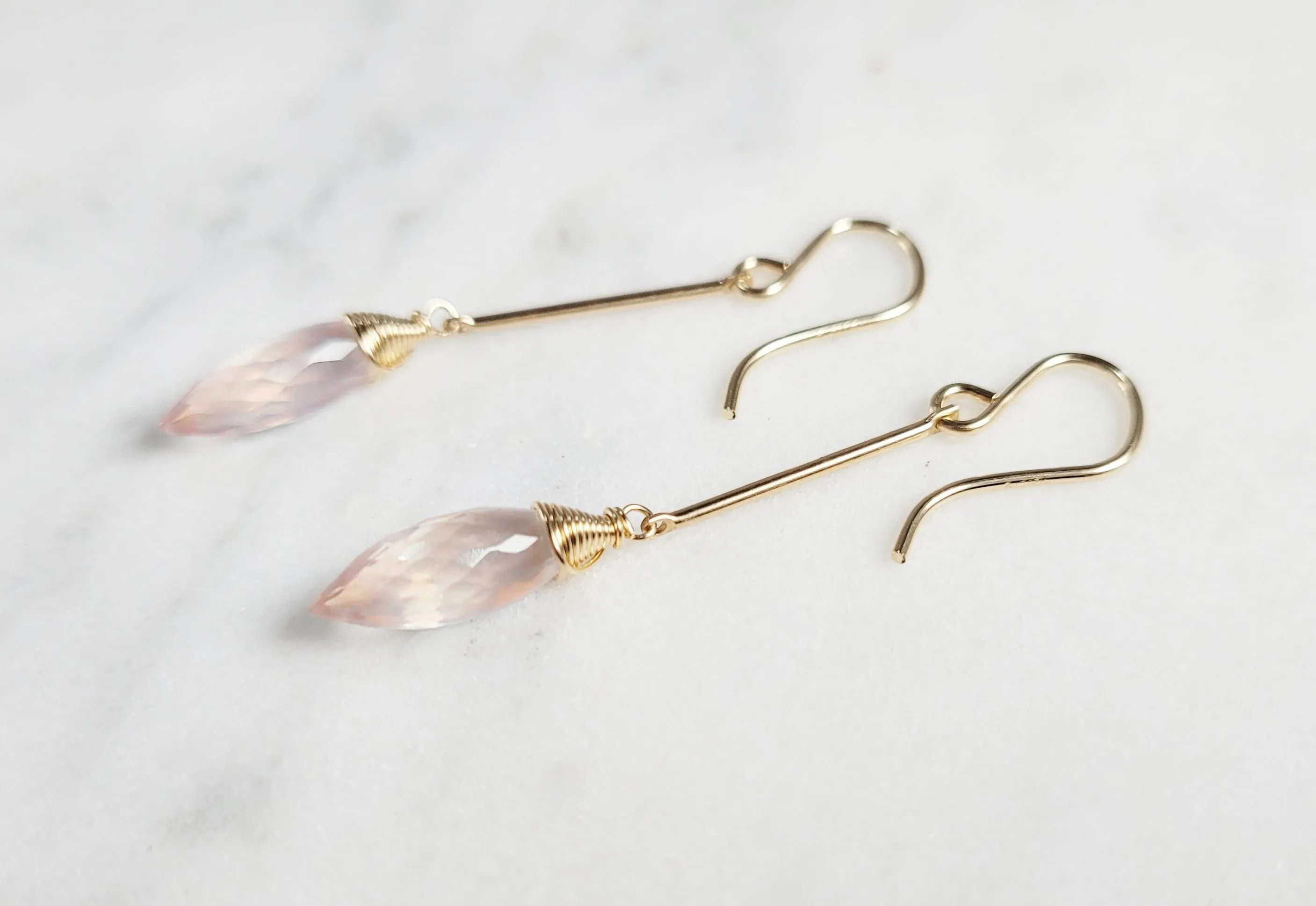 Rose Quartz Dangle Earrings