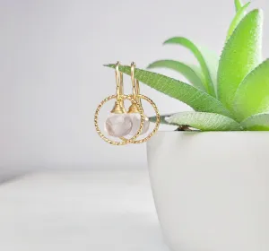 Rose Quartz Hoop Earrings