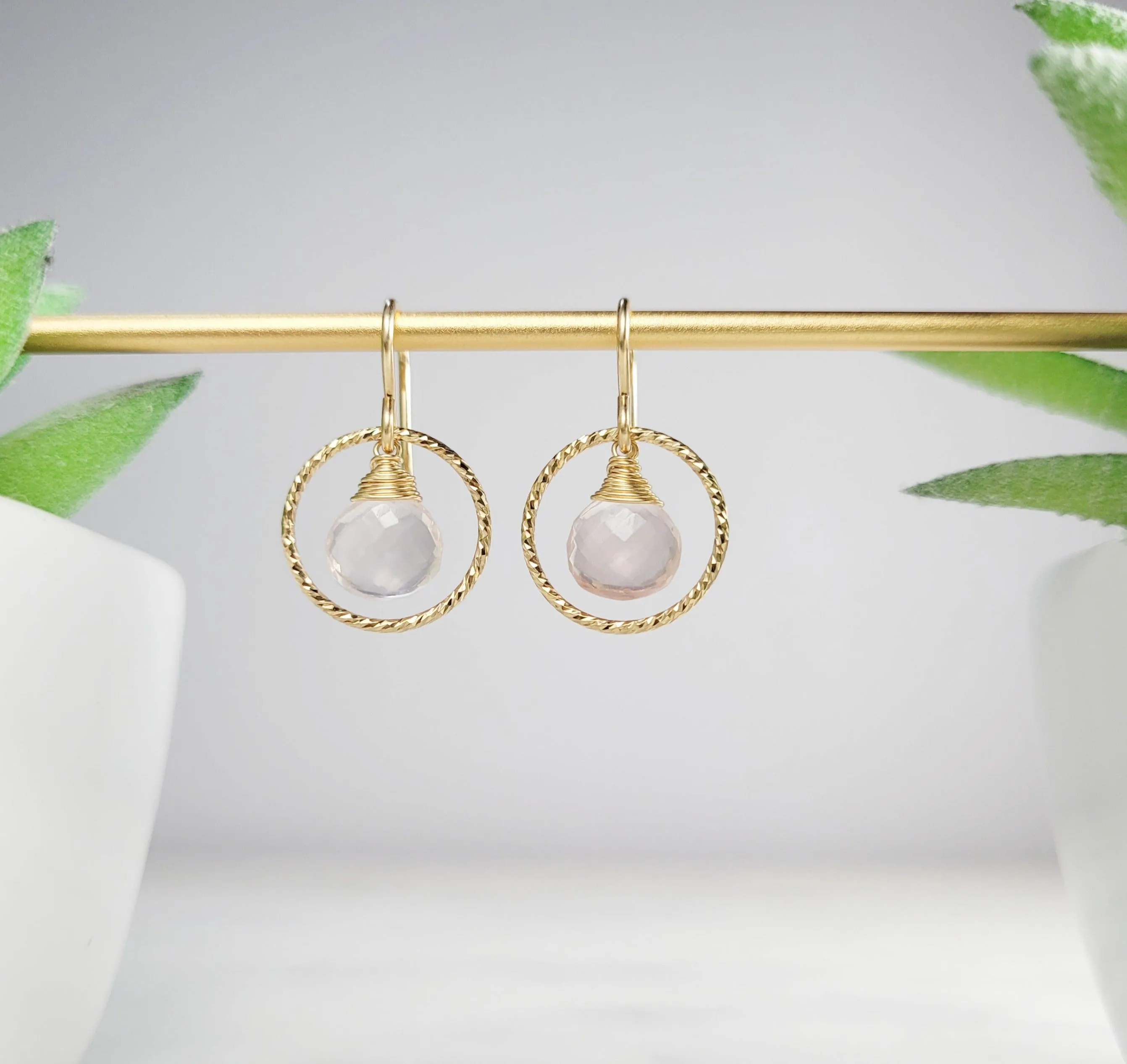 Rose Quartz Hoop Earrings