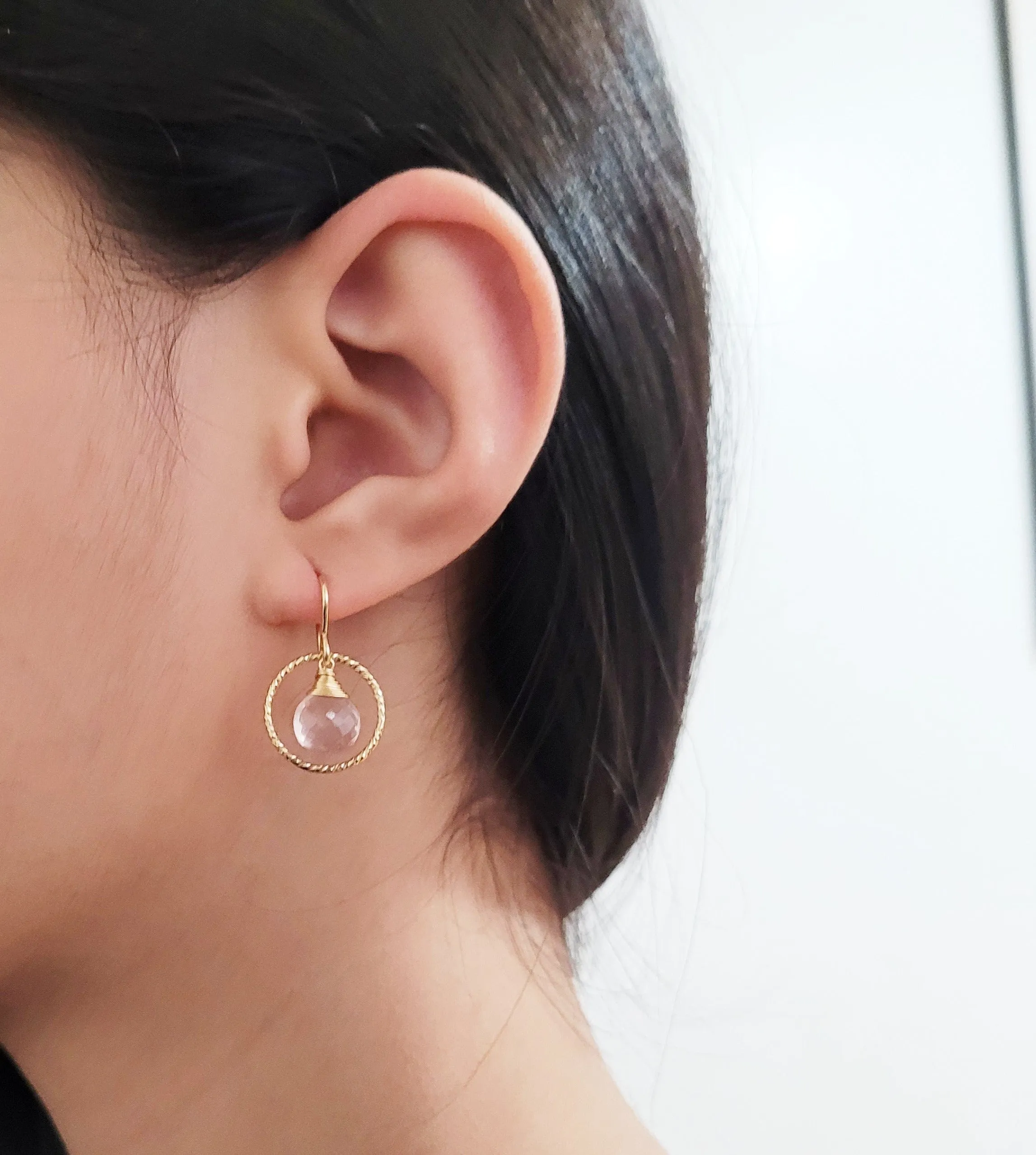Rose Quartz Hoop Earrings