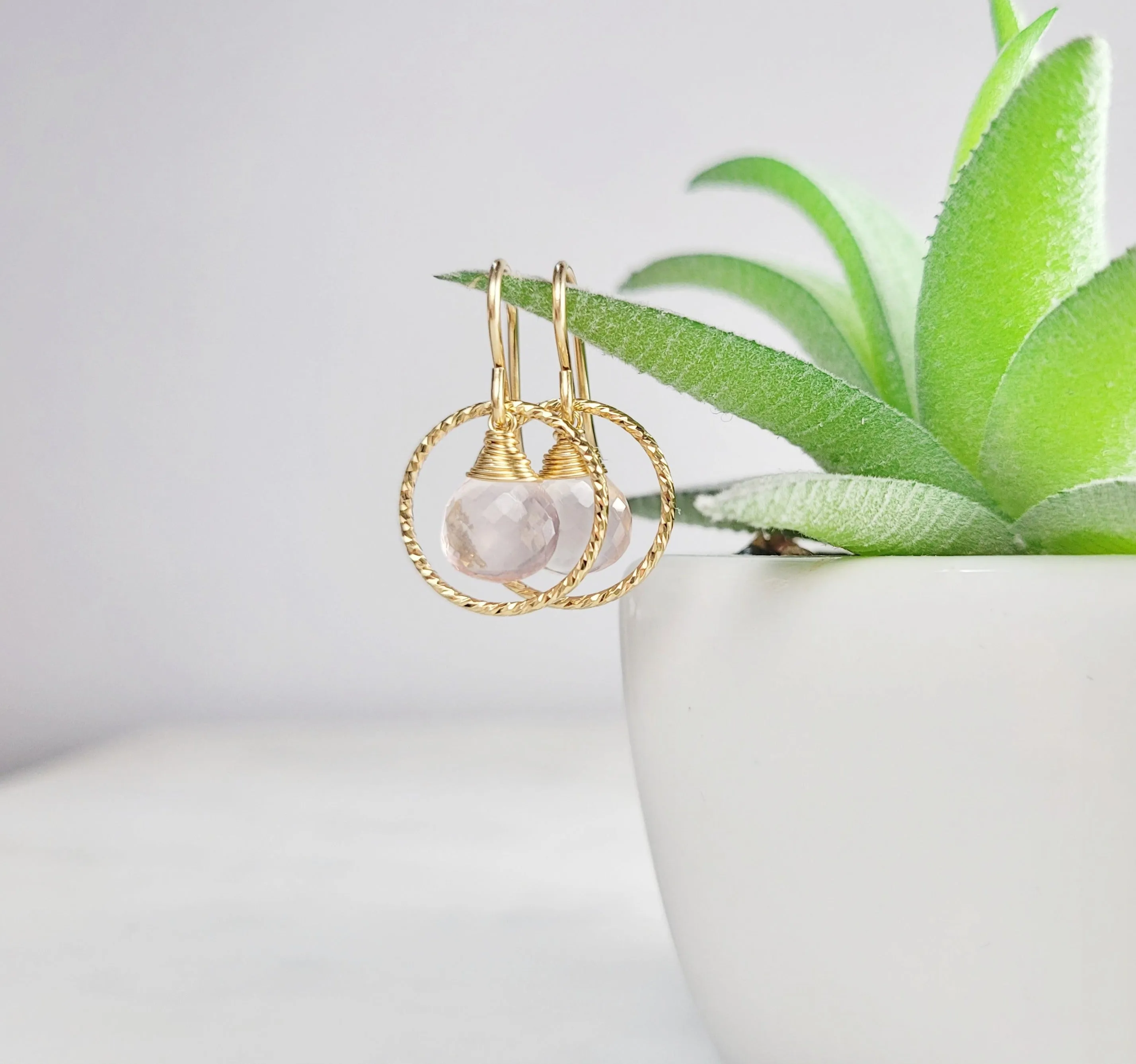 Rose Quartz Hoop Earrings