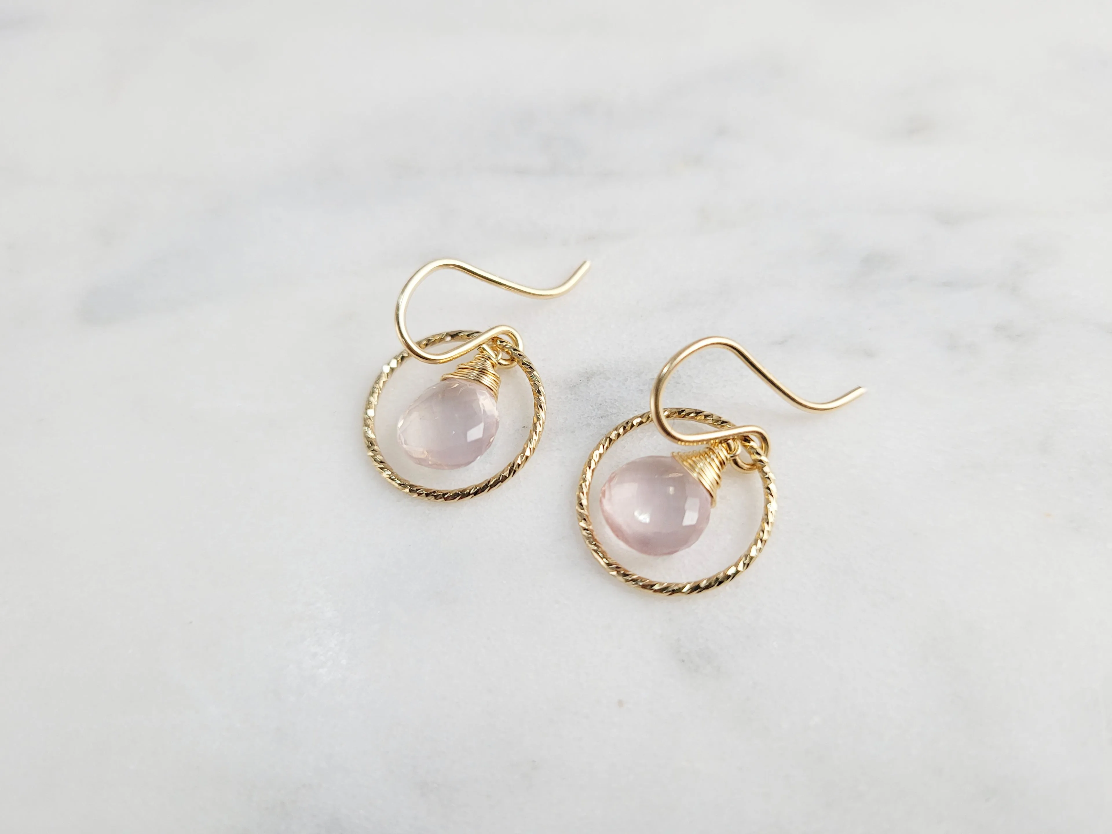 Rose Quartz Hoop Earrings