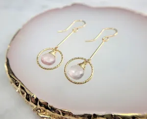 Rose Quartz Long Dangle Earrings