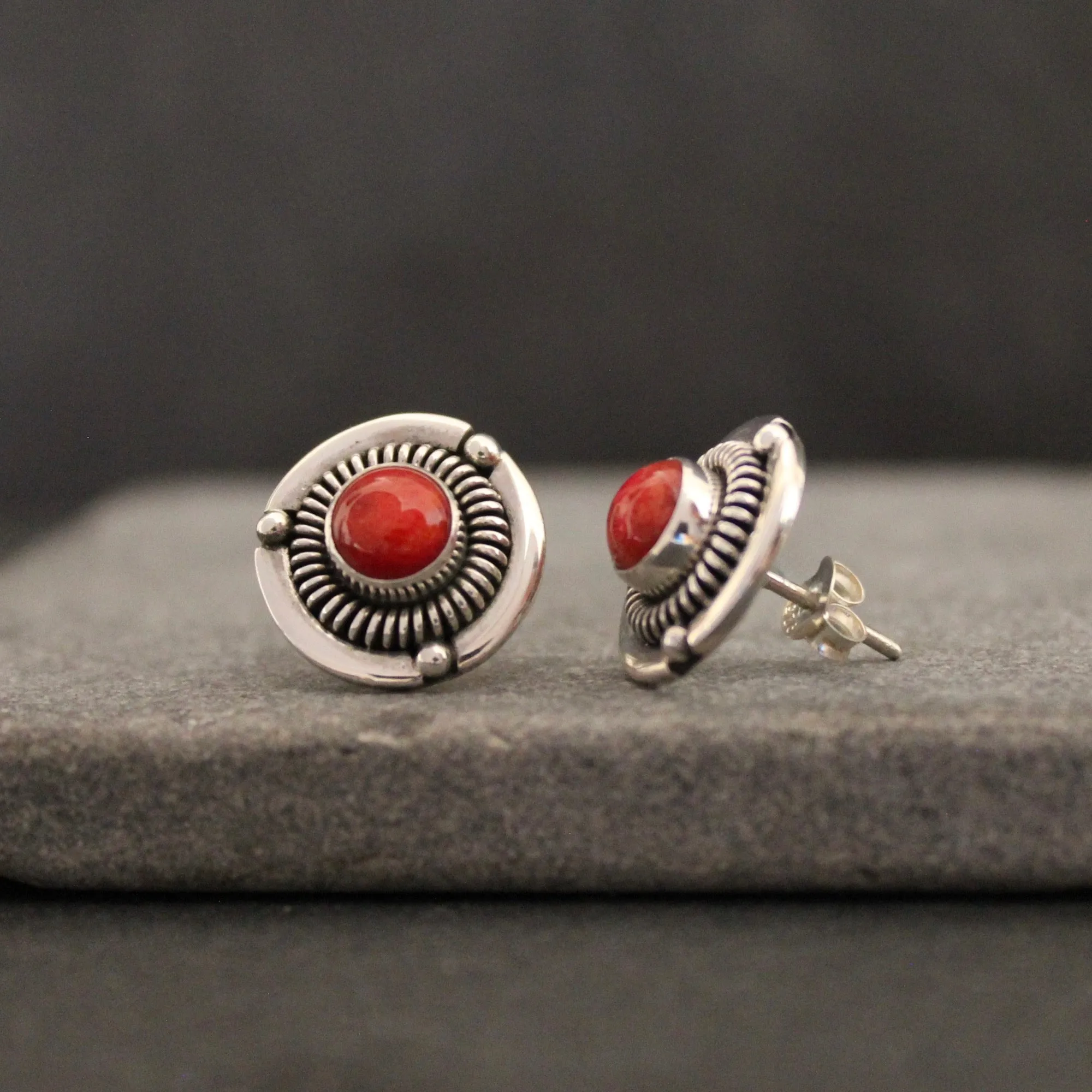 Silver Detailed Stud Earrings