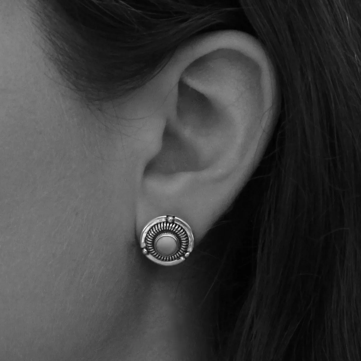 Silver Detailed Stud Earrings
