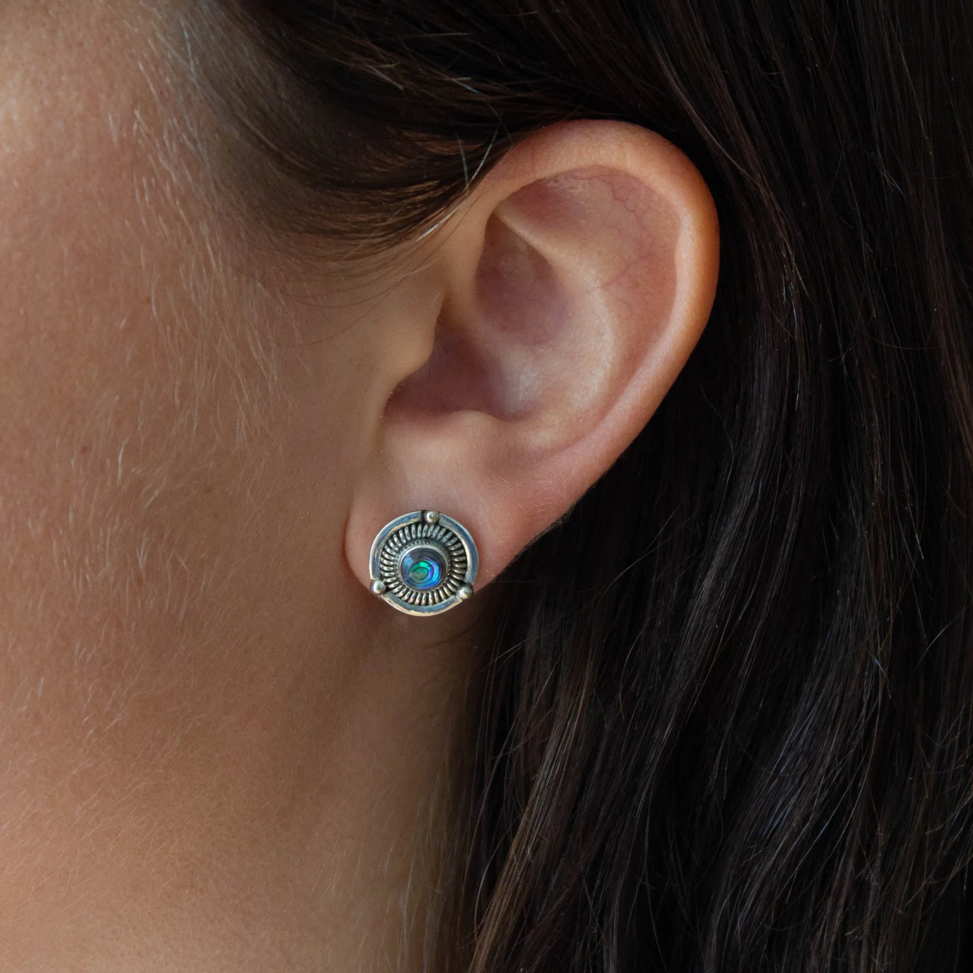 Silver Detailed Stud Earrings
