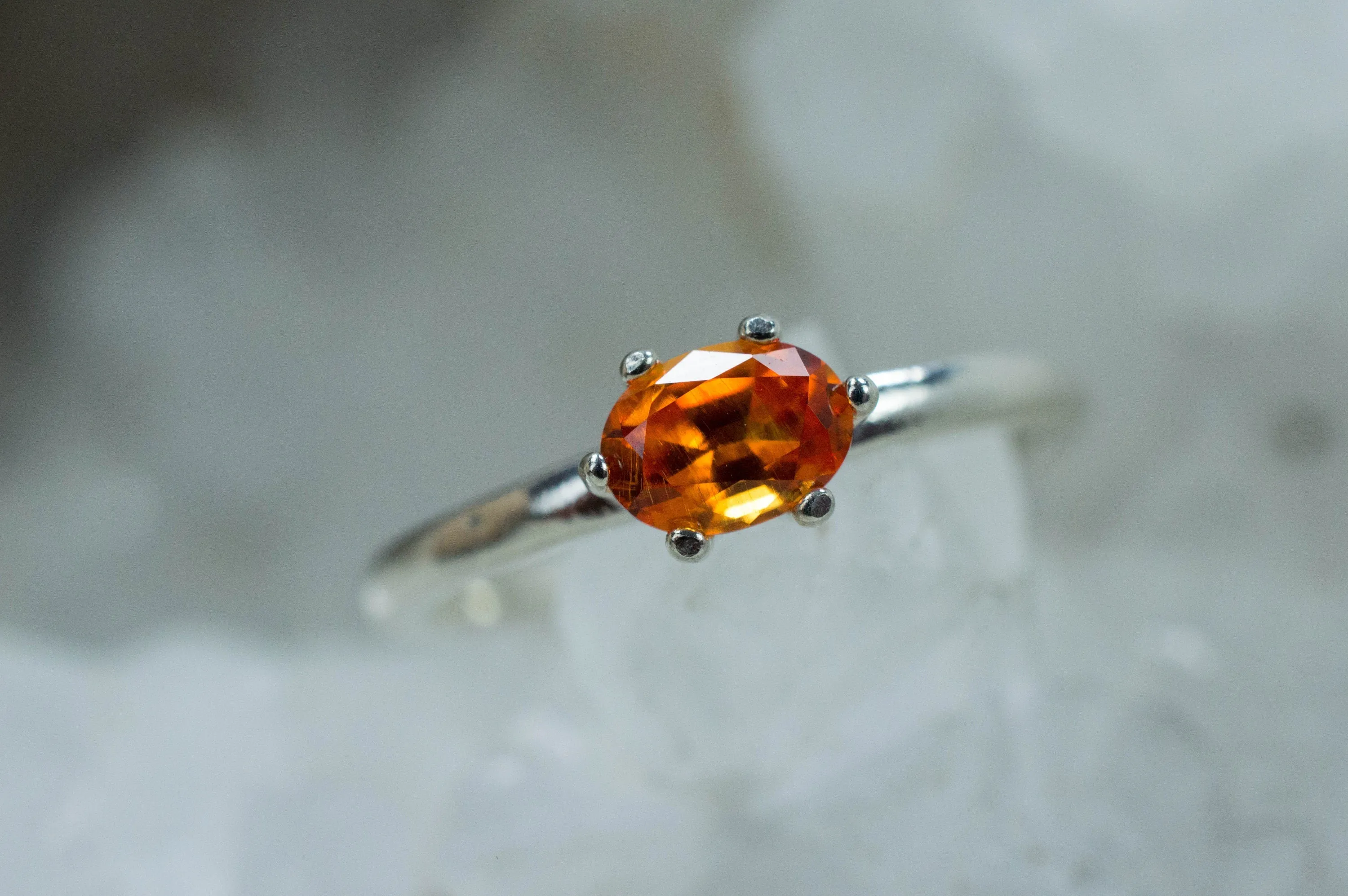 Spessartite Garnet Ring; Genuine Untreated Tanzania Spessartite Garnet