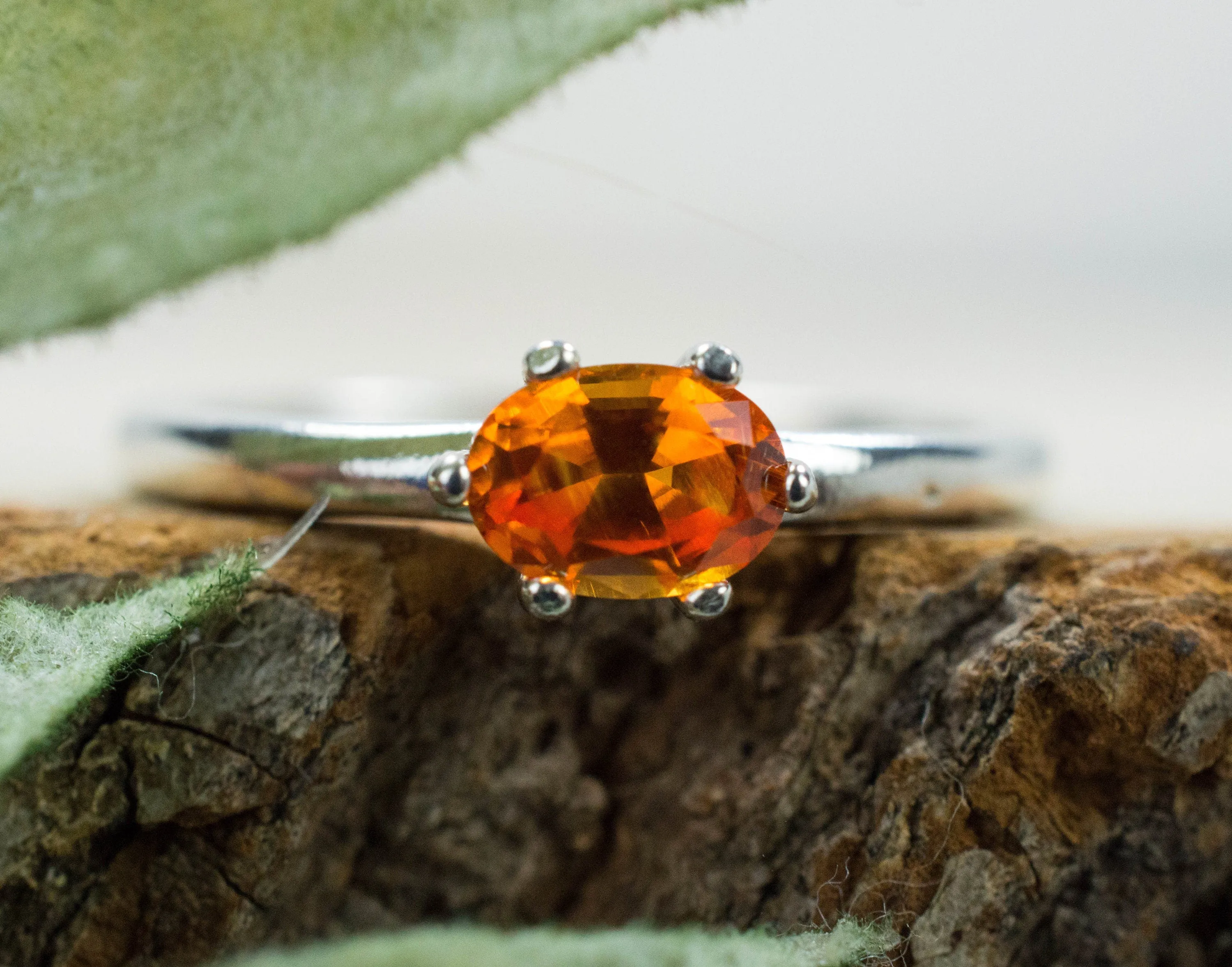 Spessartite Garnet Ring; Genuine Untreated Tanzania Spessartite Garnet