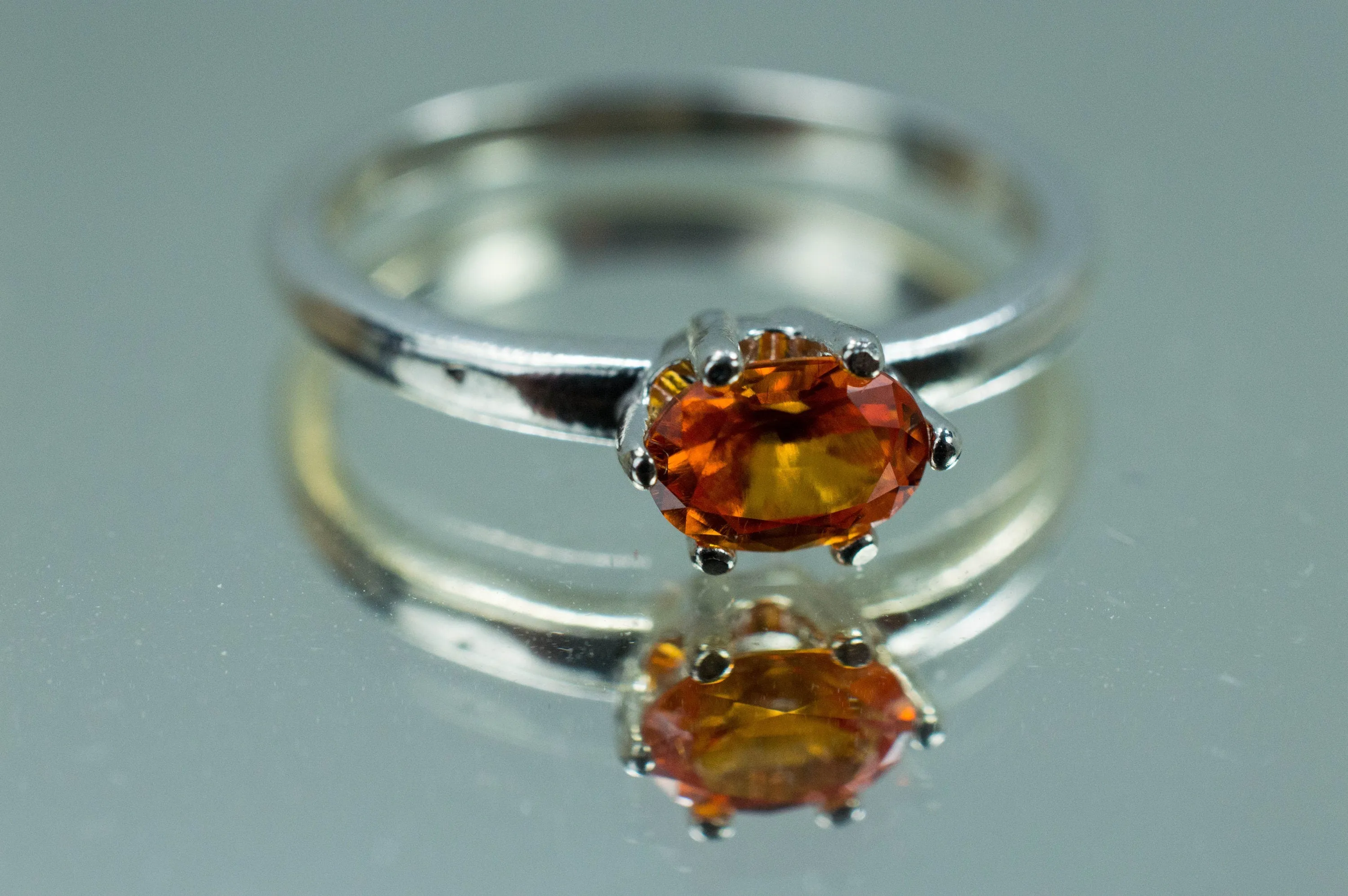 Spessartite Garnet Ring; Genuine Untreated Tanzania Spessartite Garnet
