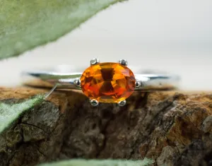 Spessartite Garnet Ring; Genuine Untreated Tanzania Spessartite Garnet