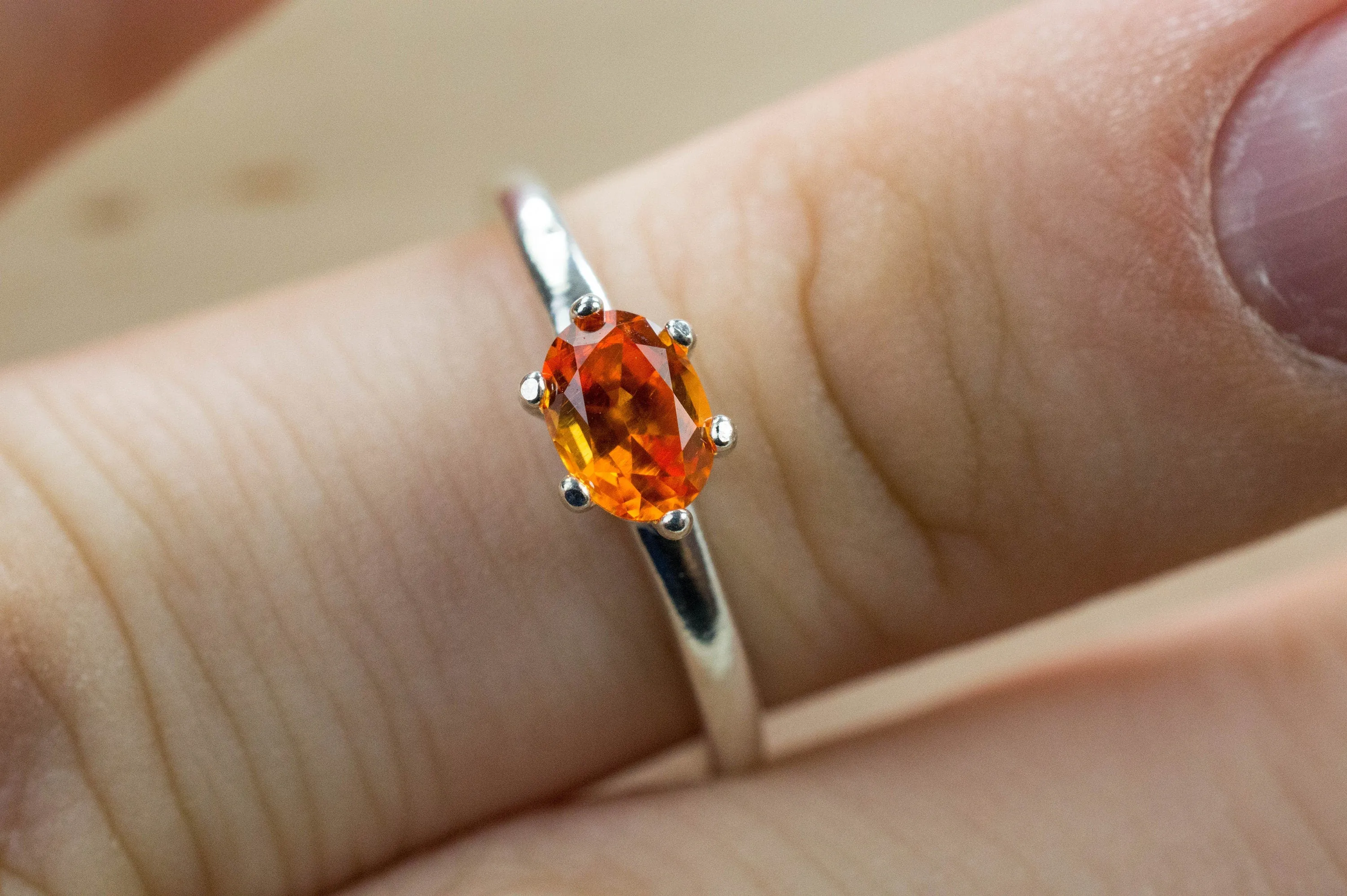 Spessartite Garnet Ring; Genuine Untreated Tanzania Spessartite Garnet