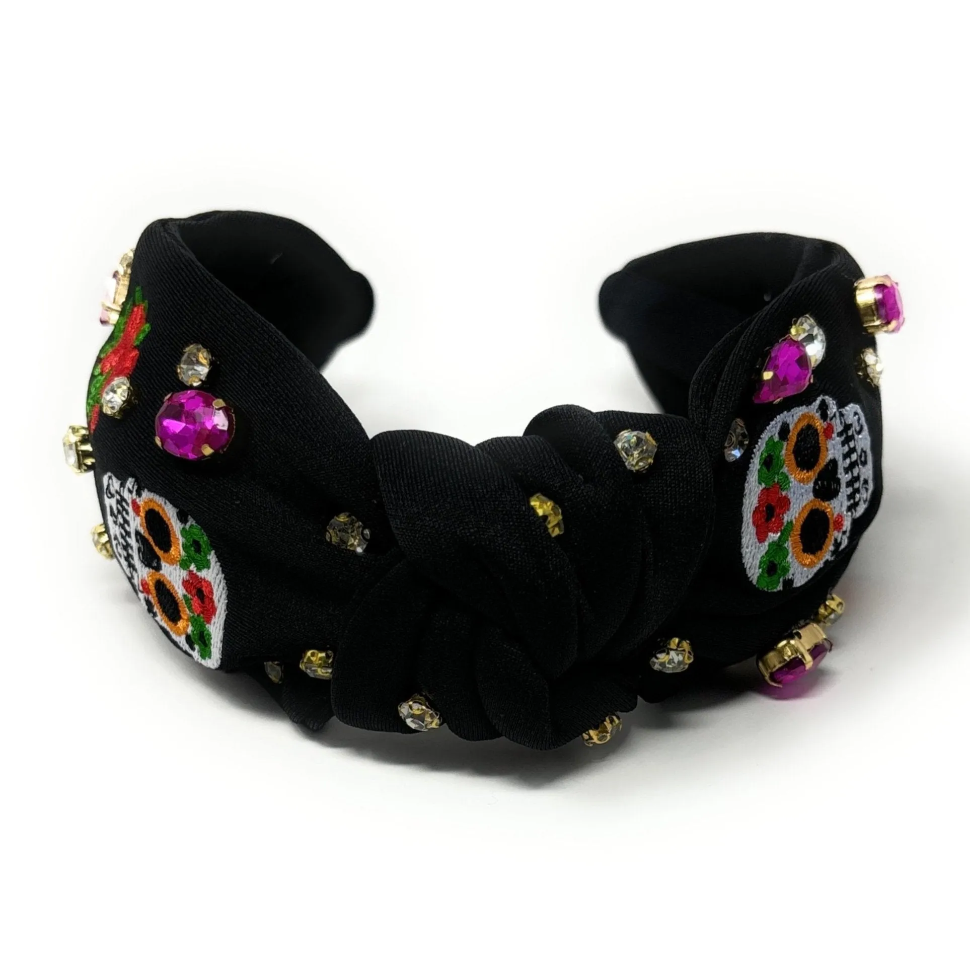 Sugar Skull Jeweled Knot Headband