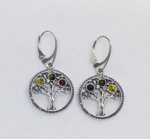 Tricolor Amber Tree Earrings