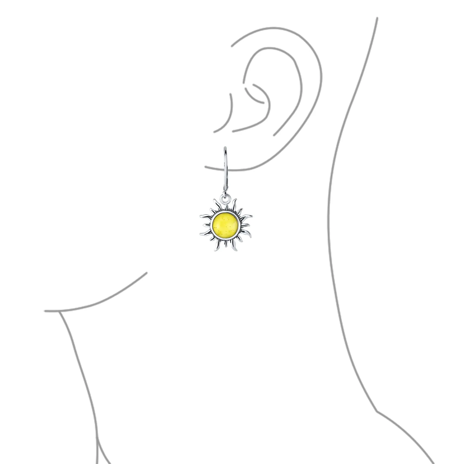Tropical Honeymoon Dangle Gemstone Earrings with Amber and Sterling Silver