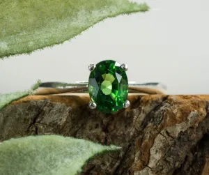 Tsavorite Garnet Ring, Genuine Untreated Kenyan Garnet