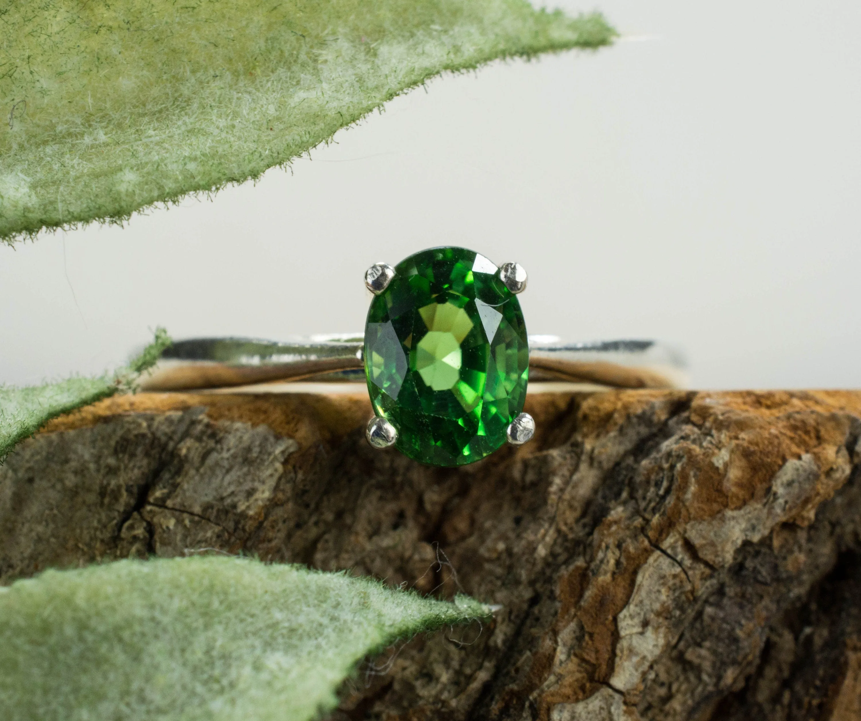 Tsavorite Garnet Ring, Genuine Untreated Kenyan Garnet