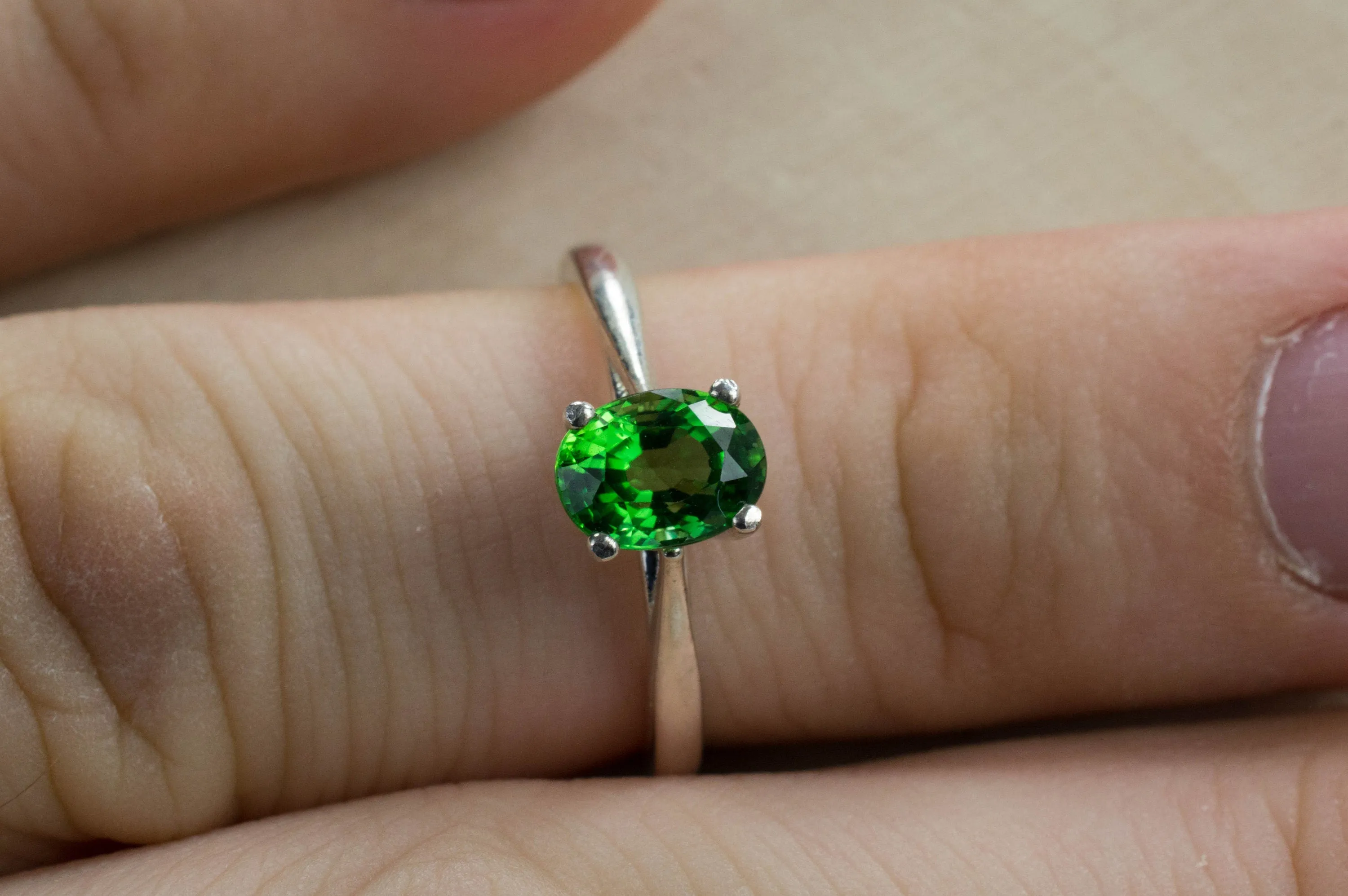 Tsavorite Garnet Ring, Genuine Untreated Kenyan Garnet