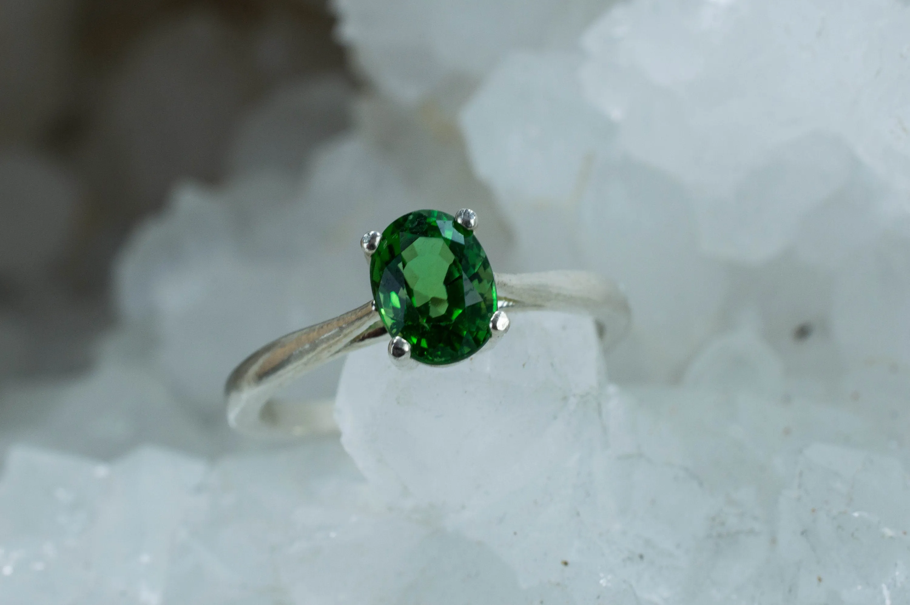 Tsavorite Garnet Ring, Genuine Untreated Kenyan Garnet