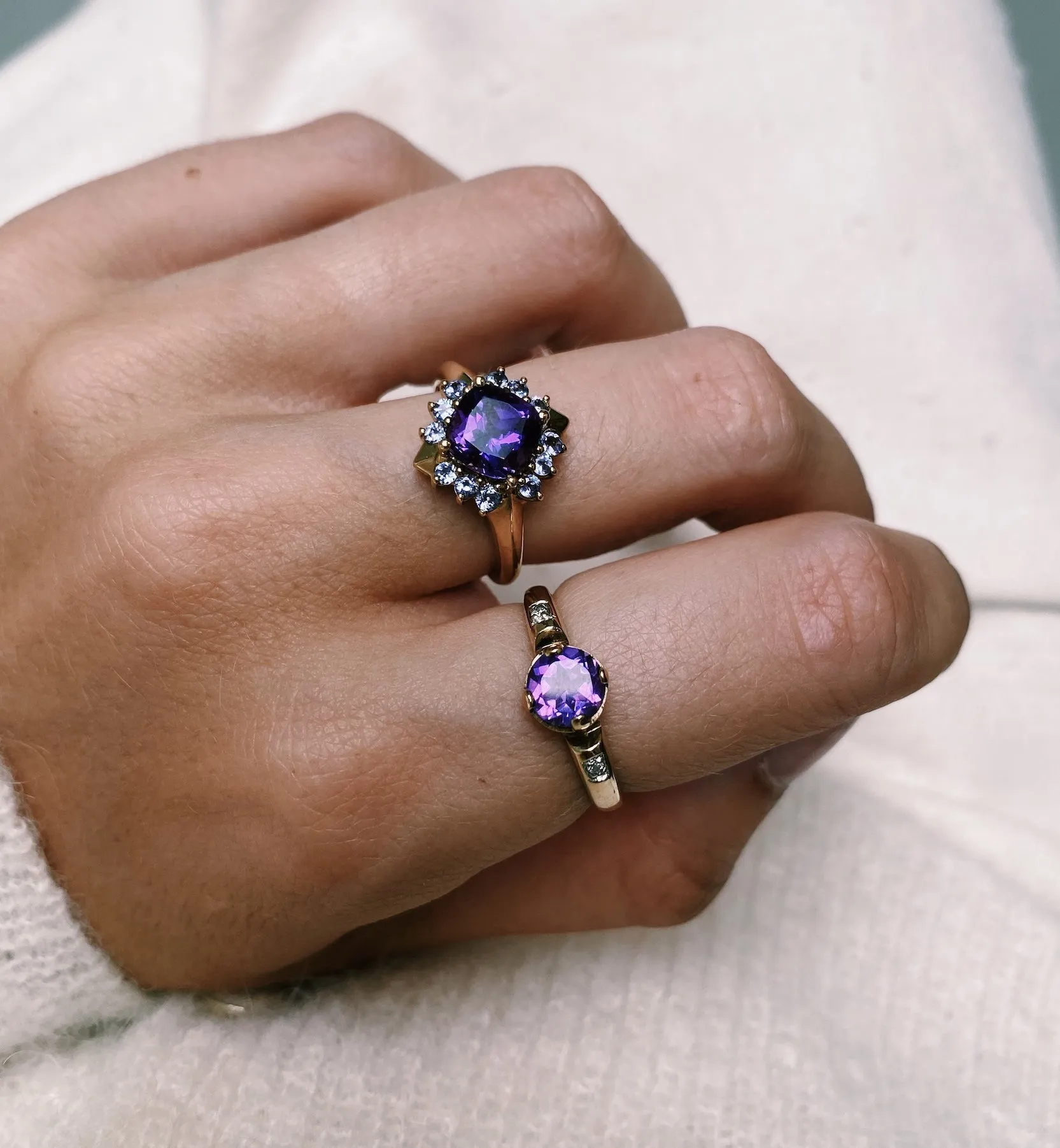 Vintage Amethyst and Diamond Berry Ring