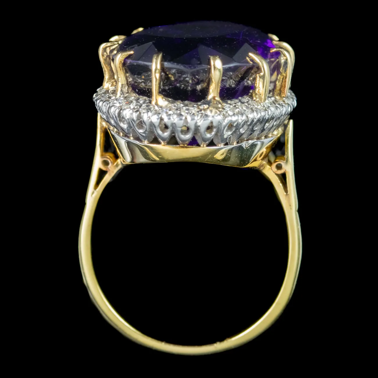 Vintage Amethyst Diamond Cocktail Ring 15ct Amethyst